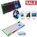 RGB Gaming Keyboard Mouse Set USB Wired Rainbow LED Backlit for PC Laptop PS5 Xb