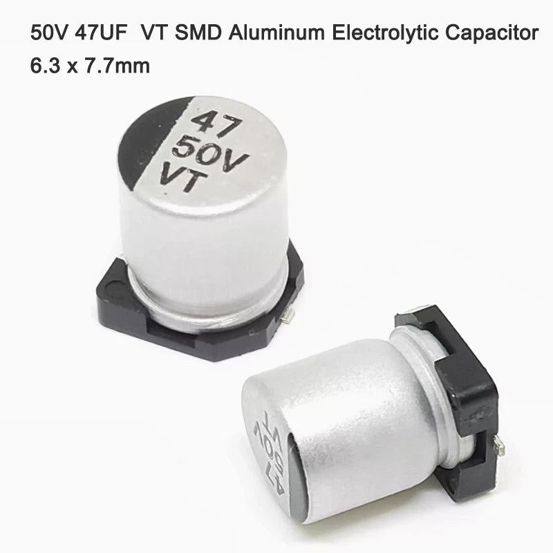 50V 47UF VT SMD Aluminum Electrolytic Capacitor 6.3 x 7.7mm
