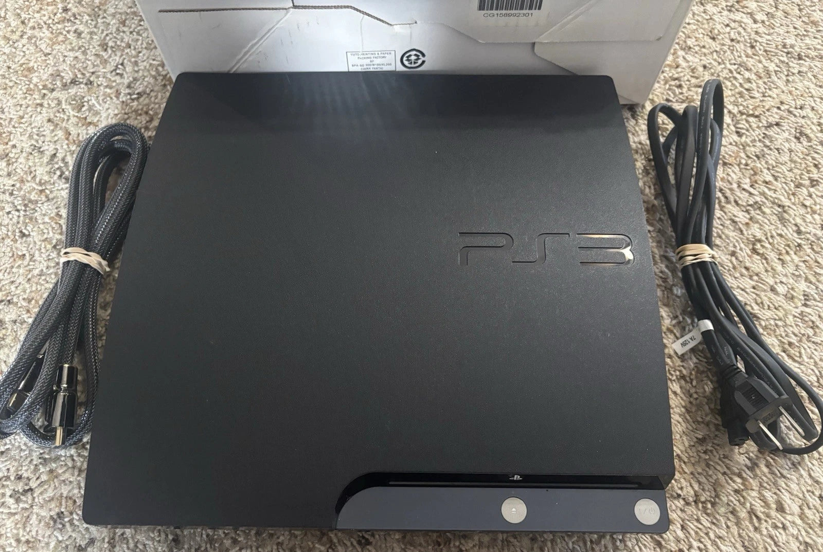 Sony PlayStation 3 PS3 Slim 120GB (CECH-2001A) Black Console Controllers Wires